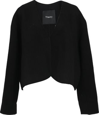 Theory Pre-owned Womens V-Neck Jacket in Black Wool - Size EU 32 (Womens)