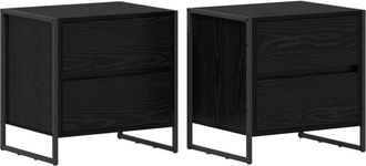 vidaXL Bedside Table 2 pcs Black Oak 50 x 39.5 x 50 cm Engineered Wood vidaXL