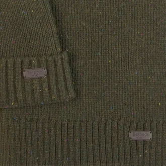 Barbour MGS0047 Ribbed Wool Blend Beanie & Scarf Set - Green