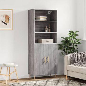 Berkfield Home Highboard Grey Sonoma 69.5x34x180 cm Engineered Wood