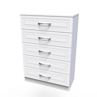Welcome Furniture Dakar Ready Assembled Chest of Drawers with 5 Drawers - Signature White - Welcome Furniture | TJ Hughes