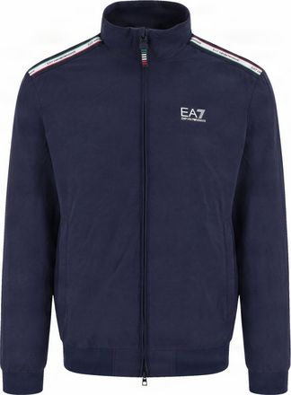 Emporio Armani Blue Polyamide Double-Zip Stand Collar Sweatshirt