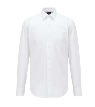 HUGO BOSS White Regular Solid Shirts