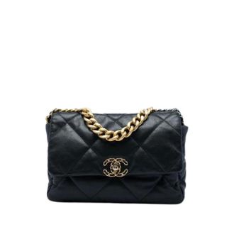 Chanel Pre-owned Large 19 Flap - Dames - Pre-owned - Zwart - Maat: ONE Size Leer