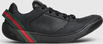 Gucci Womens Screener Sneaker, Black, Leather