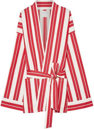 Forte_Forte Red Stripes Shawl Lapel Blazer