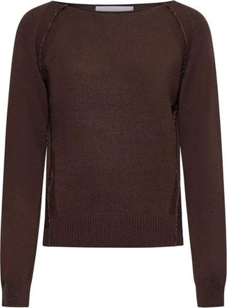 Silvian Heach Karim Round-neck Sweater - Dames - Ronde hals truien - Bruin - M - Wol - Truien & Vesten