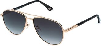 Police SPLR77 NEW CROSSROADS 6 0300 Mens Sunglasses Gold Size 59