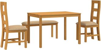 vidaXL Conjunto De Comedor 4 Uds. Beige Madera De Roble S&oacute;lido Vidaxl