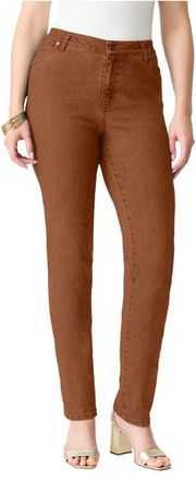 Roaman's Plus Size 24/7 Stretch Straight Leg Jean in Cognac at Nordstrom, Size 14