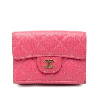 Chanel Pink Grained Calfskin Wallet (Tri-Fold) (Pre-Owned)