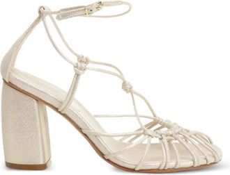 Forte_Forte Sandalen met bandjes en geweven design - Dames - Sandalen met hakken - Grijs - 37 EU - Leer - Schoenen