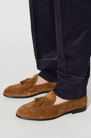 Brioni Suede Tassel Loafers, Mens, Brown