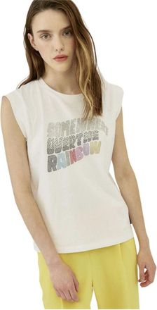 Silvian Heach Rhinestone Tank Top - Dames - Tops zonder mouwen - Wit - S - Katoen - Tops
