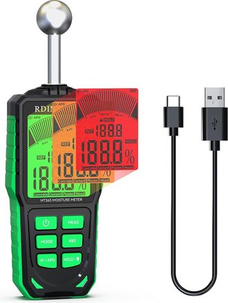 OEM Medidor De Humedad, Detector De Humedad De 20-40 Mm, Medidor De Humedad Recargable Con Pantalla Lcd A Color, Comprobador De Humedad No Destructivo Par