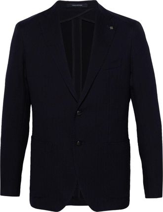 Tagliatore notched-lapels single-breasted blazer - men - Virgin Wool/Cotton/Spandex/Elastane/Cupro - 56 - Blue