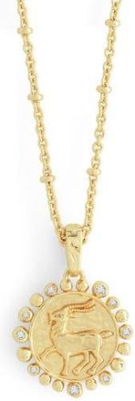 Anabel Aram Zodiac Cubic Zirconia Pendant Necklace in Capricorn at Nordstrom