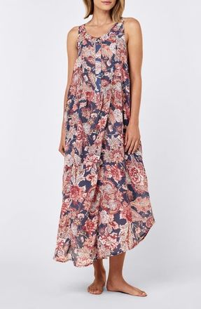 Papinelle Sleepwear Ella Cotton & Silk Nightgown in Blue Indigo at Nordstrom, Size X-Small
