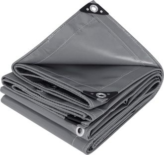 Woltu Woltu Telone Impermeabile Pvc 500g/m&sup2; Telo Di Protezione Antipioggia Da Esterno Grigio Scuro 3x5m