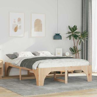 vidaXL Struttura letto a terra Marrone Legno di pino massello - Vidaxl