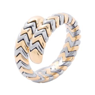 Bulgari Yellow Gold (18K) White Gold (18K) Band Ring (Pre-Owned)
