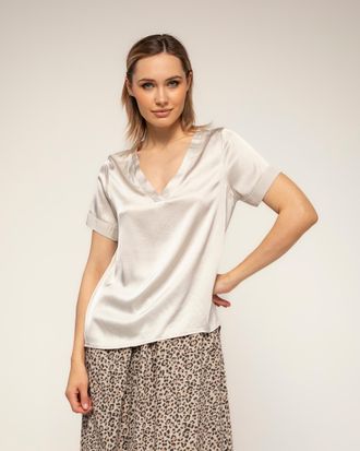 Tantra T-shirt met korte mouwen en V-hals van zijde