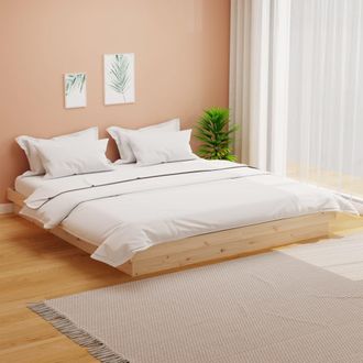vidaXL Estructura De Cama Doble Sin Colch&oacute;n Madera Maciza Vidaxl