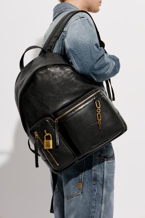 Balmain Leather Backpack, Mens, Black
