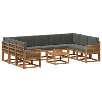 vidaXL Conjunto De Sof&aacute;s De Exterior 10 Pcs Natural Y Antracita Vidaxl