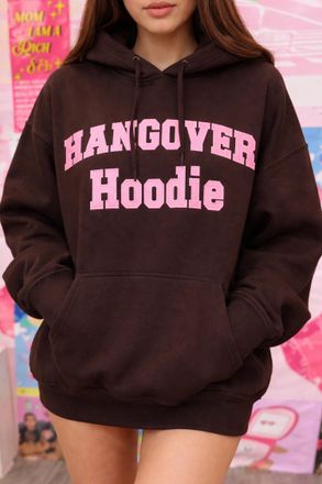 Happy Hour Hangover Hoodie In Brown/pink
