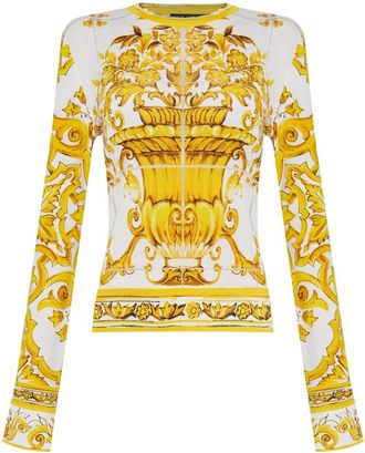 Dolce & Gabbana majolica print sweater - women - Silk - 42 - Yellow