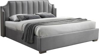VENTE-UNIQUE.COM Cama con canapé abatible terciopelo gris claro 140 x 190 cm