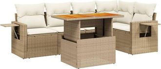 vidaXL Juego De Sof&aacute;s Jard&iacute;n Con Cojines 6 Pzas Rat&aacute;n Sint&eacute;tico Beige Vidaxl