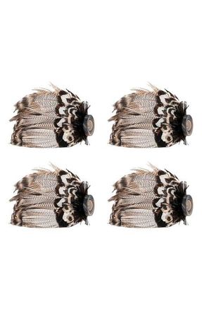 Juliska Set of 4 Feather Napkin Rings in Espresso at Nordstrom