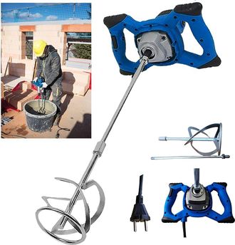 OEM Mezcladora De Concreto De 2600 W, 6 Velocidades, 0-1500 Rpm, Eje Espiral M14 De 59 Cm, Agitador De Mortero De Color De 120 Mm De Di&aacute;metro, Para Mezcla