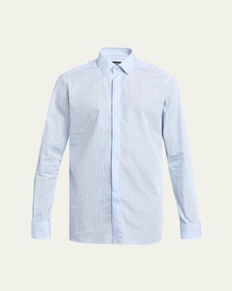 Tom Ford Mens Cotton Multi-Stripe French Cuff Sport Shirt