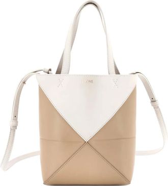 Loewe Puzzle Fold Leather Mini tote bag - Beige