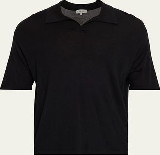 Frame Denim Mens Wool and Cashmere Johnny Collar Short-Sleeve Polo Sweater