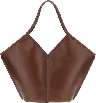 Hereu Brown Leather Calella Distressed Tote Bag