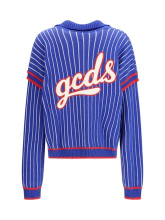 GCDS Pinstripe Cotton Cardigan - Blue