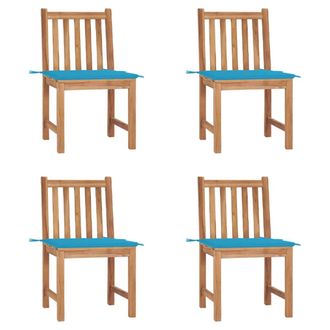 vidaXL Sillas De Jard&iacute;n 4 Unidades Madera Maciza De Teca Con Cojines Vidaxl