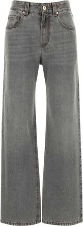 Brunello Cucinelli Pantalones Anchos - Jeans - Mujer - Gris - S