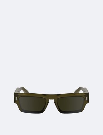 Calvin Klein Mens Acetate Modified Rectangle Sunglasses - Brown