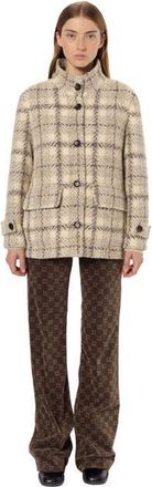 Gerard Darel Manuela Oversize Checked Coat in Natural at Nordstrom, Size X-Large