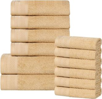 Superior Honeycomb Textured Waffle Border Cotton Medium Weight 12Pc Towel Set