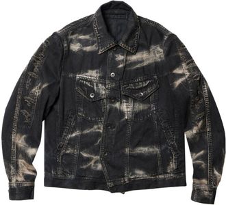 Julius bleach-wash denim jacket - men - Cotton - 1 - Black