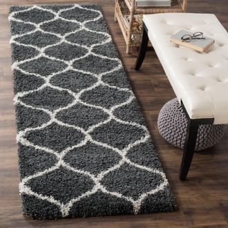 Safavieh Hudson Shag Machine Made Area Rug, Dark Grey / Ivory Shag Flokati Style Easy Care