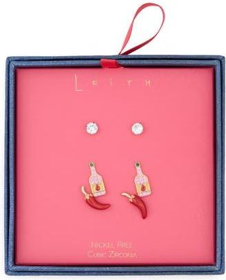 Leith 3-Pack Hot Sauce Assorted Stud Earrings Set in Red Multi- Gold at Nordstrom Rack