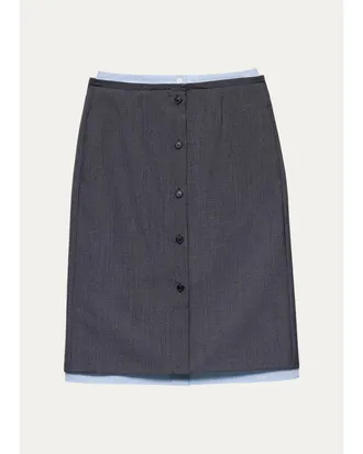 Prada Layered Button-Front Tailored Skirt