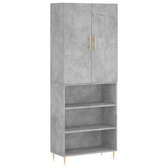 vidaXL Vidaxl - Aparador Alto Madera Contrachapada Gris Hormig&oacute;n 69,5x34x180 Cm